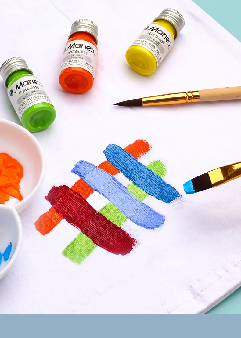 Marie’s Dope-Dyed Fiber Permanent Fabric Paint Set 12/36 Colors 10ml/Tube Textile Acrylic Paints for Clothes Canvas Waterproof - Sun Studio