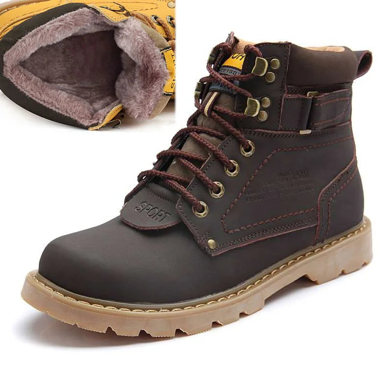 Echtes Leder Herren Winter Frühling Knöchel Trekking Militär Schnee Gelbe Taktische Stiefel Outdoor Schuhe für Frauen Männer Arbeitsschuhe