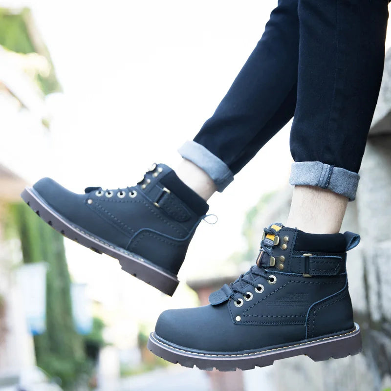 Echtes Leder Herren Winter Frühling Knöchel Trekking Militär Schnee Gelbe Taktische Stiefel Outdoor Schuhe für Frauen Männer Arbeitsschuhe