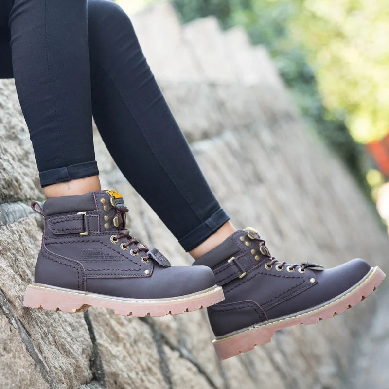 Echtes Leder Herren Winter Frühling Knöchel Trekking Militär Schnee Gelbe Taktische Stiefel Outdoor Schuhe für Frauen Männer Arbeitsschuhe