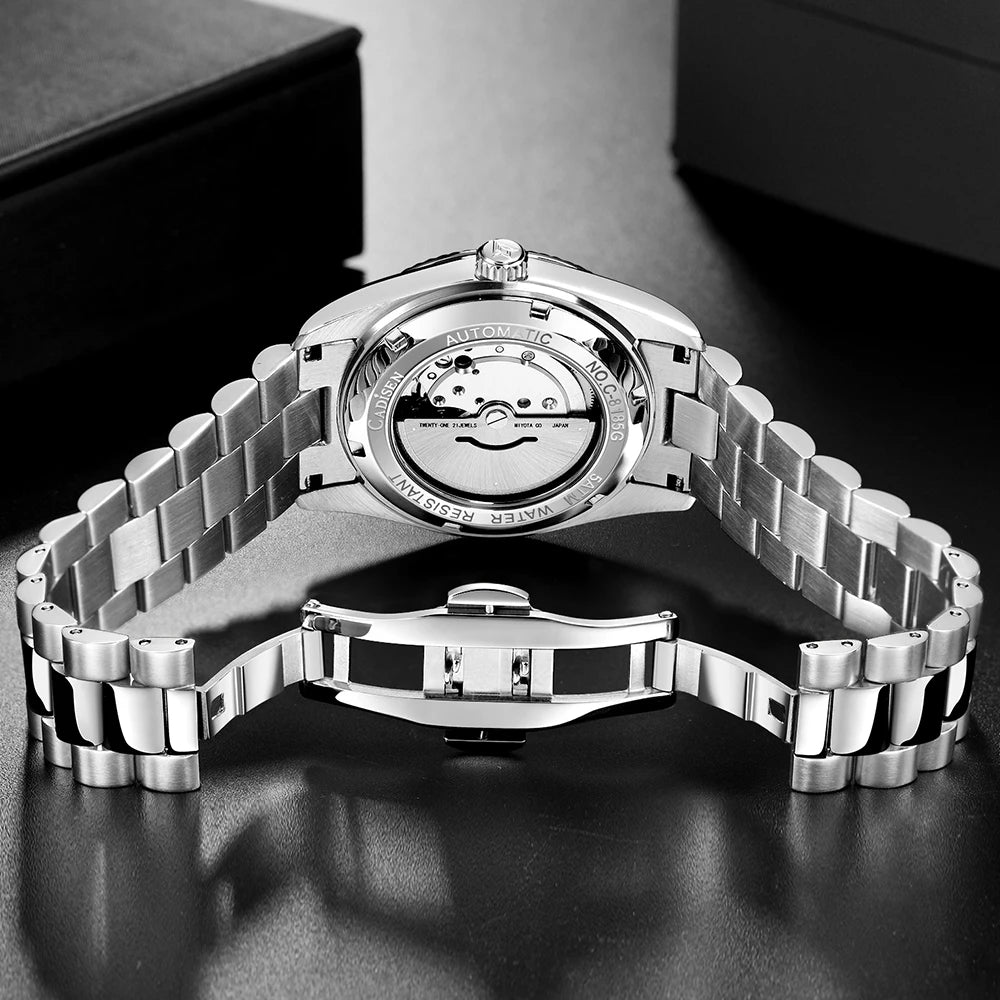 NEW 2025 CADISEN Men's Mechanical Watches Luxury Meteorite Dial Automatic Watch For Men Week 100M Japan MIYOTA 8285 Clock Man - Sun Studio
