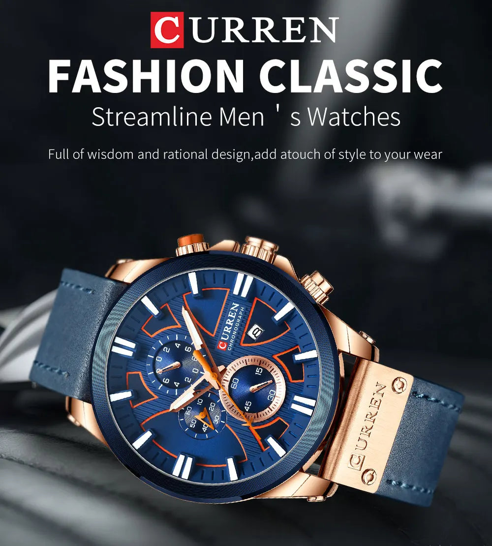 New CURREN Men Watches Fashion Quartz Wrist Watches Men's Military Waterproof Sports Watch Male Date Clock Relogio Masculino - Sun Studio