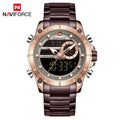 Luxury Brand NAVIFORCE Sport Watches For Men Fashion Gold Quartz WristWatch Steel Band Digital Chronograph Waterproof Clock 9163 - Sun Studio