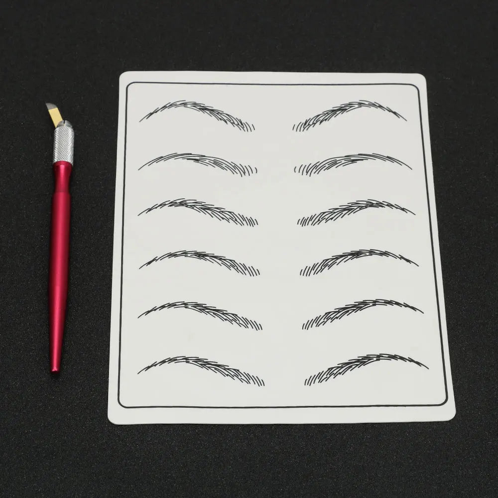 Doppelseitige Augenbrauen-Tattoo-Übungshaut Silikonhaut-Kits Tattoo-Zubehör für Microblading Permanent Make-up Anfänger PMU Set