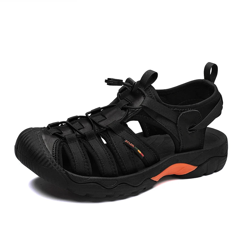 Neue Sommer Echtes Leder Herren Sandalen Mode Design Atmungsaktive Freizeit Schuhe Männer Weicher Boden Outdoor Strand Sandalen Übergröße 48