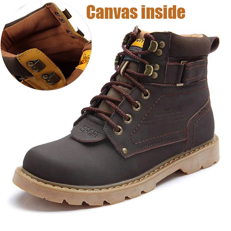 Echtes Leder Herren Winter Frühling Knöchel Trekking Militär Schnee Gelbe Taktische Stiefel Outdoor Schuhe für Frauen Männer Arbeitsschuhe