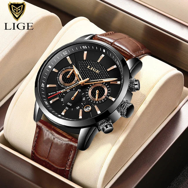 LIGE 2026 Uhr Herren Mode Sport Quarz Uhren Herren Uhren Top Marke Leder Militär Wasserdicht Datum Uhr Relogio Masculino