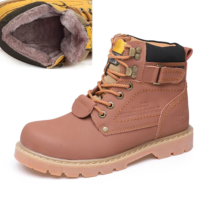 Echtes Leder Herren Winter Frühling Knöchel Trekking Militär Schnee Gelbe Taktische Stiefel Outdoor Schuhe für Frauen Männer Arbeitsschuhe