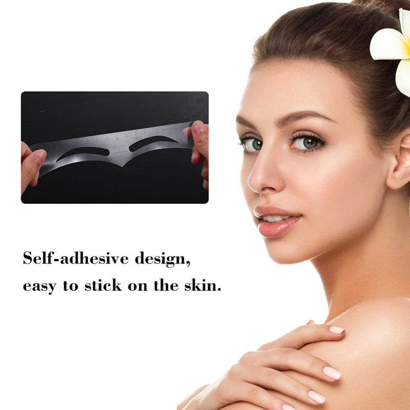 50PCS Disposable Eyebrow Ruler Sticker Adhesive Microblading Eyebrow Tattoo Brow Styling Mapping Guide Permanent Makeup Tool - Sun Studio
