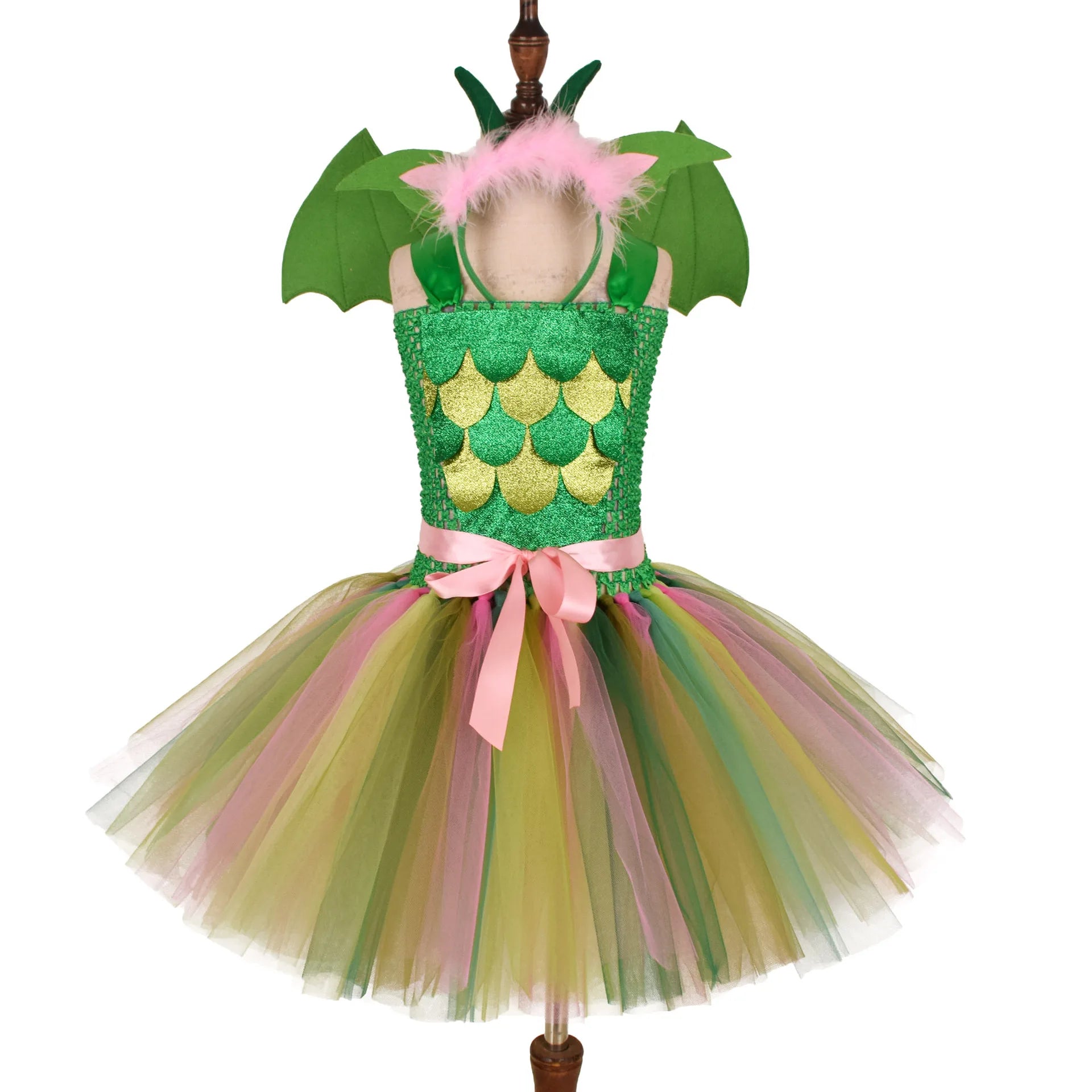 Green Kids Girls Dinosaur Cosplay Dresses Birthday Party Tutu Dresses for Baby Cartoon Princess Girls Costumes Set for Halloween - Sun Studio