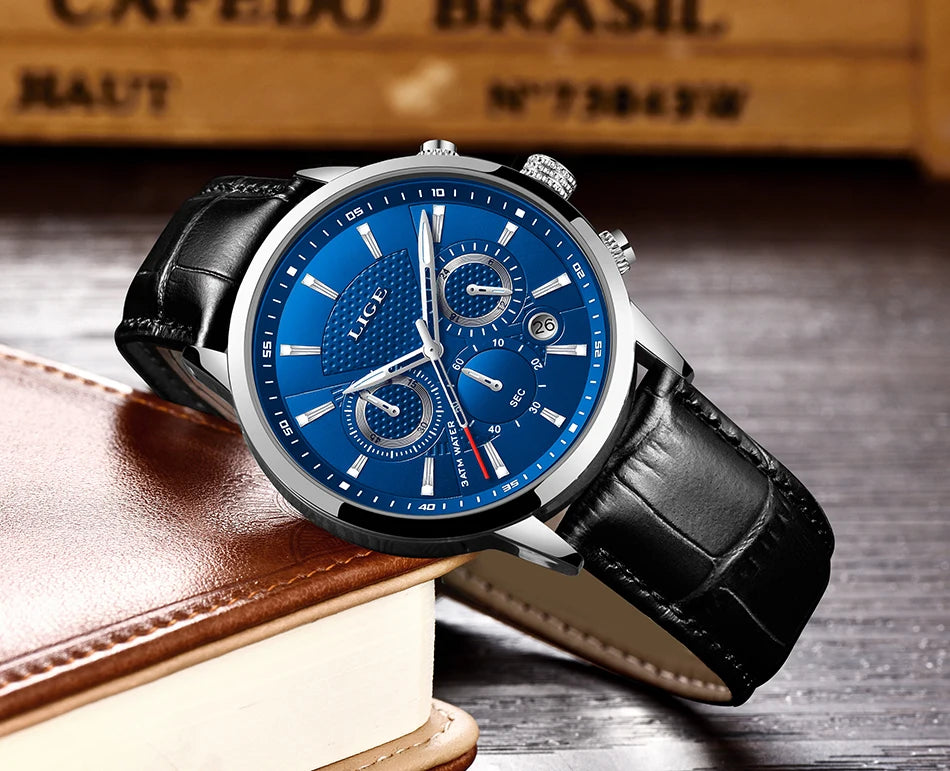 LIGE 2026 Watch Men Fashion Sports Quartz Clocks Mens Watches Top Brand Leather Military Waterproof Date Watch Relogio Masculino - Sun Studio