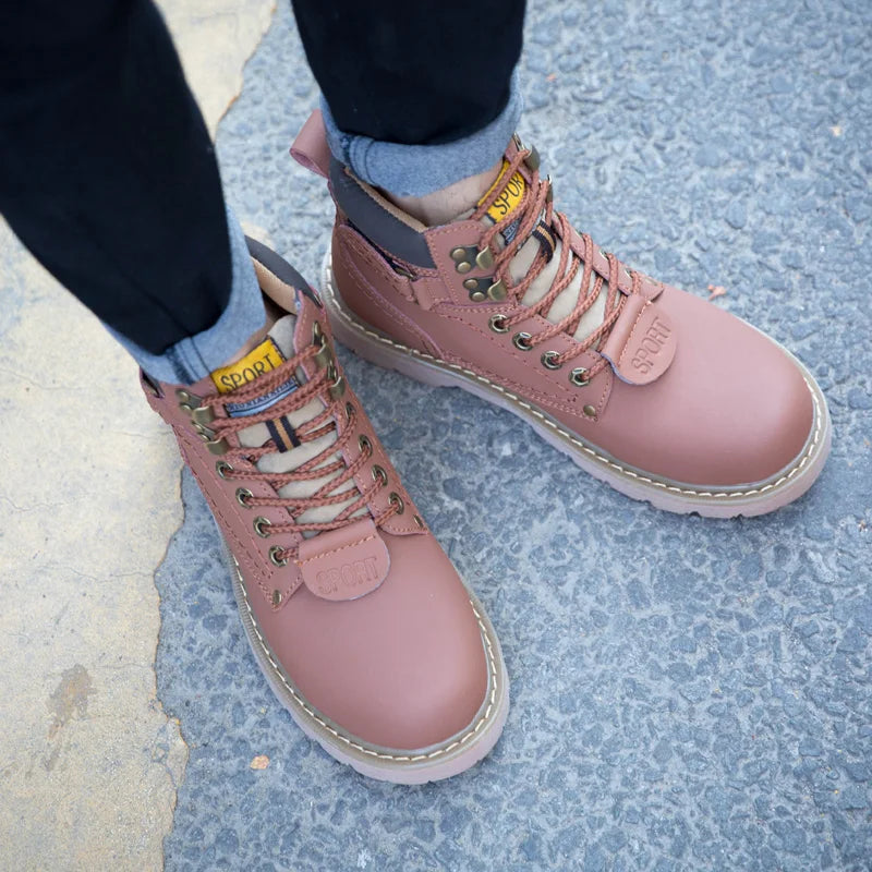 Echtes Leder Herren Winter Frühling Knöchel Trekking Militär Schnee Gelbe Taktische Stiefel Outdoor Schuhe für Frauen Männer Arbeitsschuhe