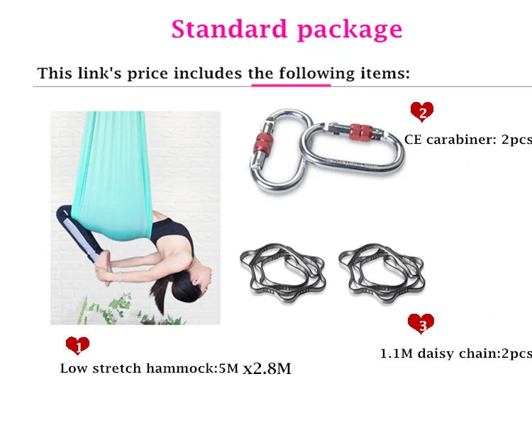 Stretch fabric Full set Flying-Aerial Yoga Hammock Fabric Swing Latest Multifunction Anti-gravity Yoga belts for yoga training - Sun Studio