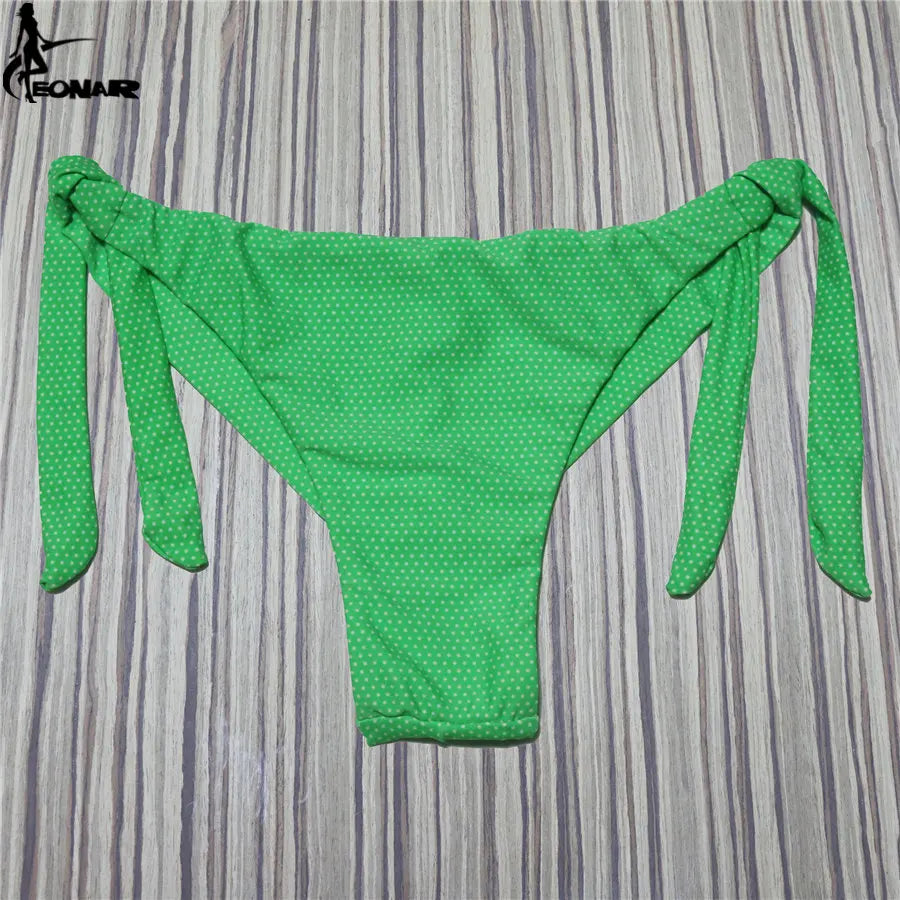 Sexy Solid Thong Bikini Brazilian Cut Swimwear Women Bottom Adjustable Briefs Swimsuit Panties Underwear Thong Bathing Suit - Sun Studio