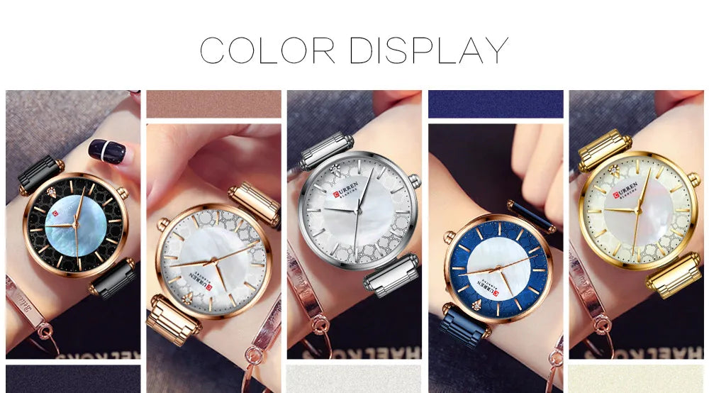 Watches Women CURREN Top Brand Fashion Thin Quartz Wristwatch with Charming Stainless Steel Bracelet часы женские наручные - Sun Studio