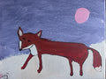 Winter Fox Under the Moon – Original Acrylic Painting by Edmond Sarpong - Sun Studio