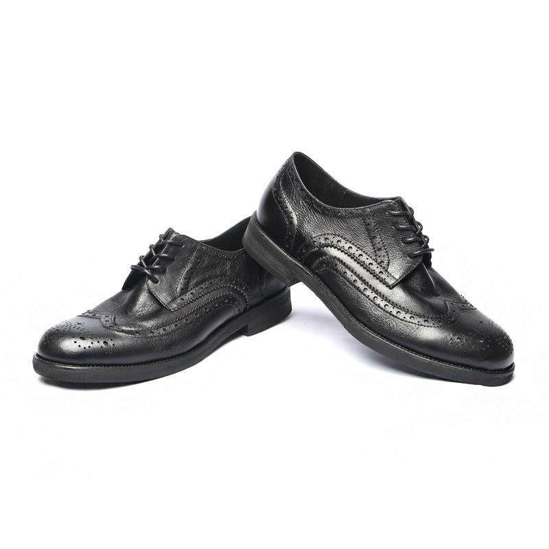 Genuine leather Men Formal Shoes Handcrafted Men Brogue Dress Shoes Classic Business Mens Oxford Shoes Luxury leather footwear - Sun Studio