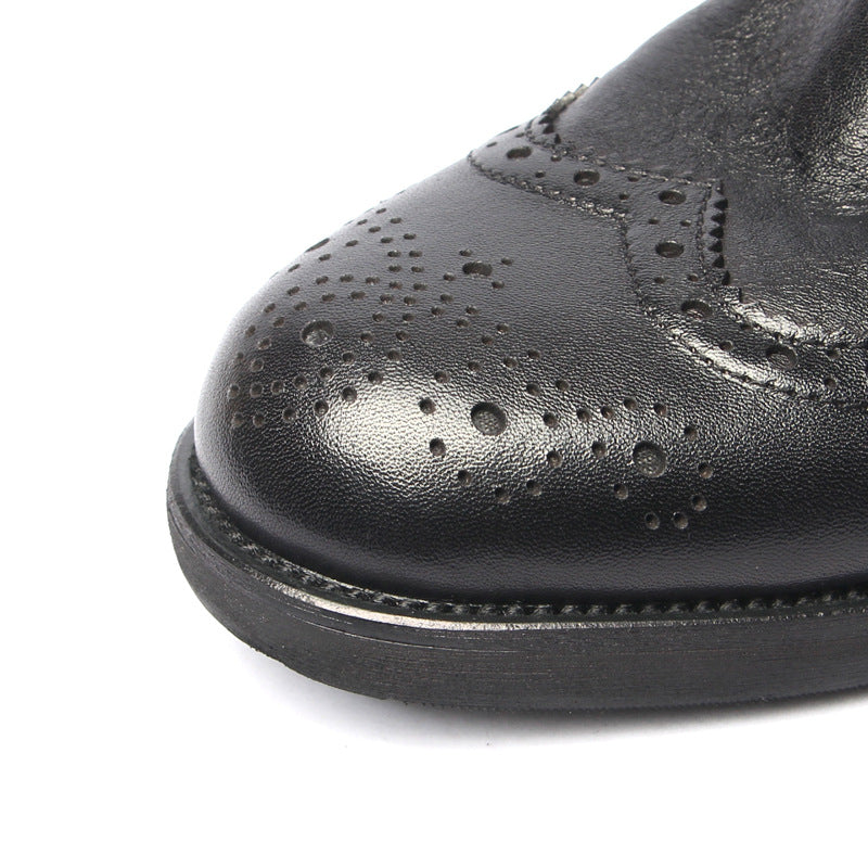 Genuine leather Men Formal Shoes Handcrafted Men Brogue Dress Shoes Classic Business Mens Oxford Shoes Luxury leather footwear - Sun Studio