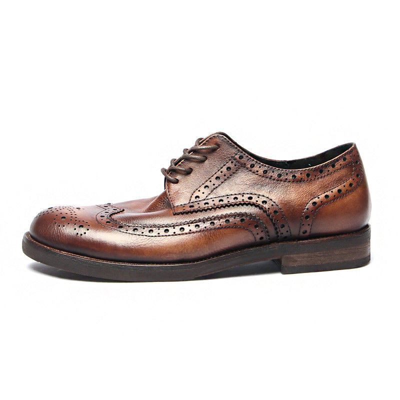 Genuine leather Men Formal Shoes Handcrafted Men Brogue Dress Shoes Classic Business Mens Oxford Shoes Luxury leather footwear - Sun Studio