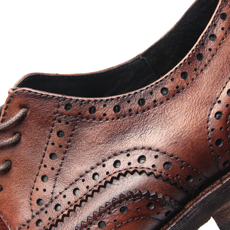 Genuine leather Men Formal Shoes Handcrafted Men Brogue Dress Shoes Classic Business Mens Oxford Shoes Luxury leather footwear - Sun Studio