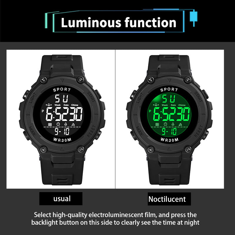 Men's Sports Watches Luxury Digital Watch Stopwatch Luminous Date Week Multifunction Fitness Electronic Wristwatch Reloj Hombre - Sun Studio
