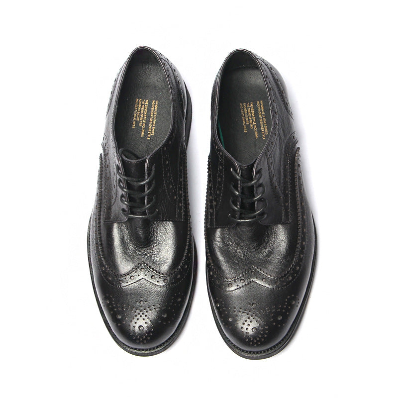 Genuine leather Men Formal Shoes Handcrafted Men Brogue Dress Shoes Classic Business Mens Oxford Shoes Luxury leather footwear - Sun Studio