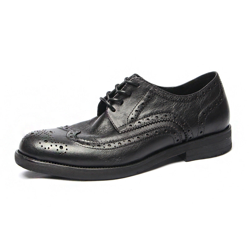 Genuine leather Men Formal Shoes Handcrafted Men Brogue Dress Shoes Classic Business Mens Oxford Shoes Luxury leather footwear - Sun Studio