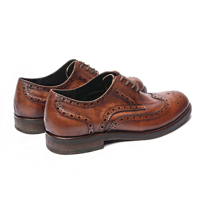 Genuine leather Men Formal Shoes Handcrafted Men Brogue Dress Shoes Classic Business Mens Oxford Shoes Luxury leather footwear - Sun Studio