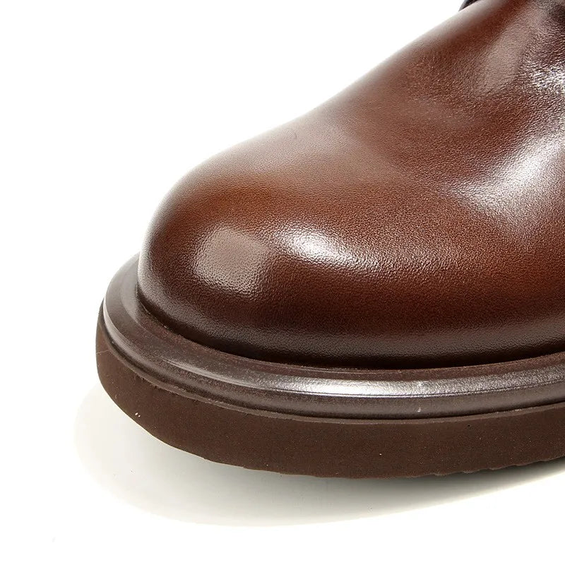 high-quality Men's casual Leather shoes Handmade retro Platform shoes Men Cow Leather Footwear wear resistant comfort Male shoes - Sun Studio