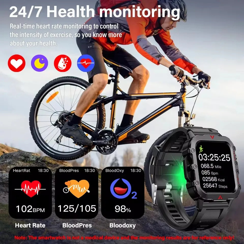 Men Smart Watch Bluetooth Call Sleep Heart Rate Healthy Monitor Outdoor LED Flashlight Waterproof Sports Watches For Android IOS - Sun Studio