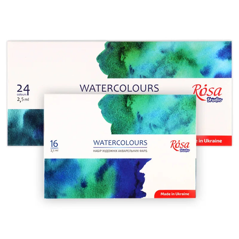 WHITE NIGHT ROSA Solid Watercolor 16/24 Colors Academy Paint Full Block Solid for Fine Arts and Watercolor Painting - Sun Studio