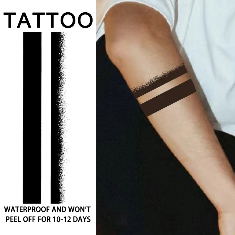 1Pc Geometry Arm Band Waterproof Temporary Tattoo Stickers, Long-lasting Waterproof for One to Two Weeks, Suitable for Arm, Leg. - Sun Studio