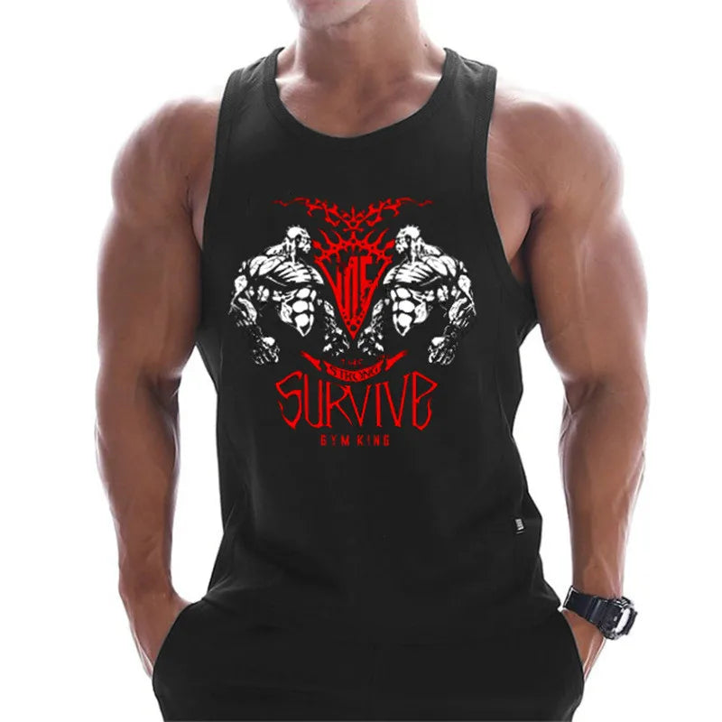 Fitness Clothing  Men Muscle Shirt  Cotton Men Tank Top Workout Bodybuilding Men Sportwear Tank Top Sleeveless Vest - Sun Studio