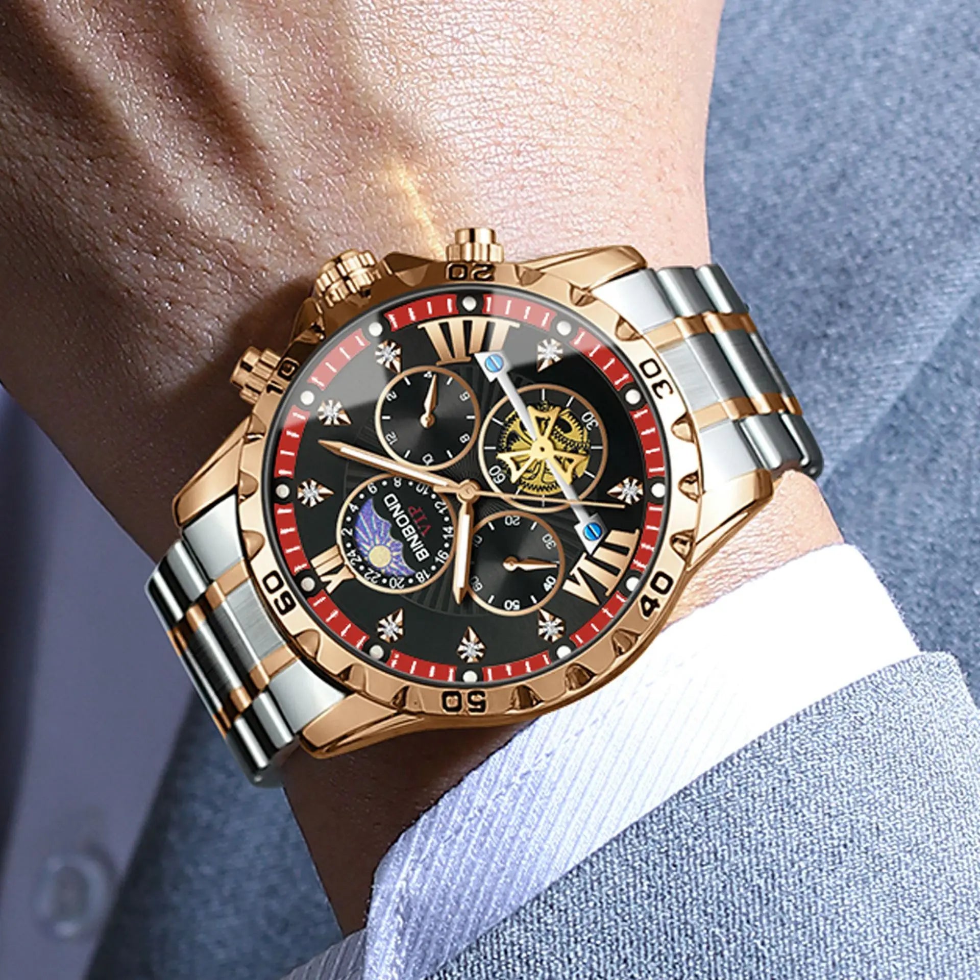 UTHAI W177 Cool and fashionable Men watch,business night light waterproof quartz watches, high-end clock gifts，watches for man - Sun Studio