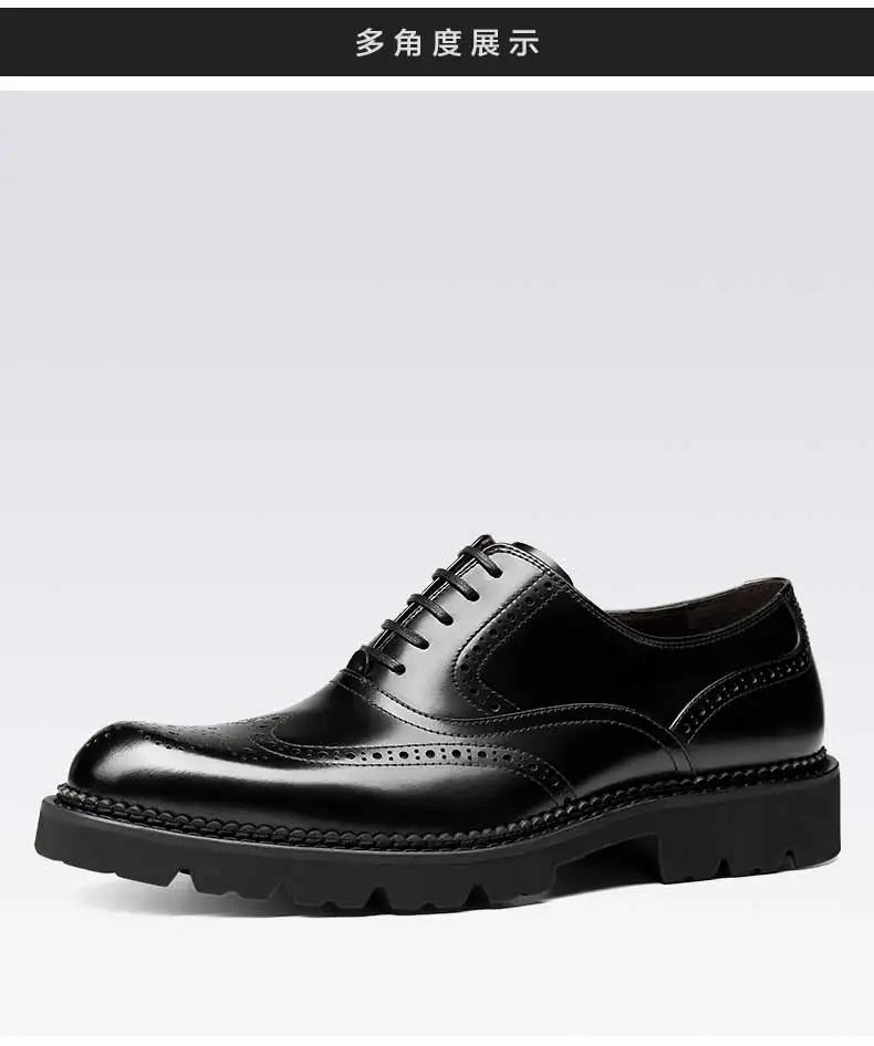 PJCMG Black /Wine Red Mens Dress Lace-Up Oxfords Pointed Toe Genuine Leather Wedding Mens Business Work Shoes - Sun Studio
