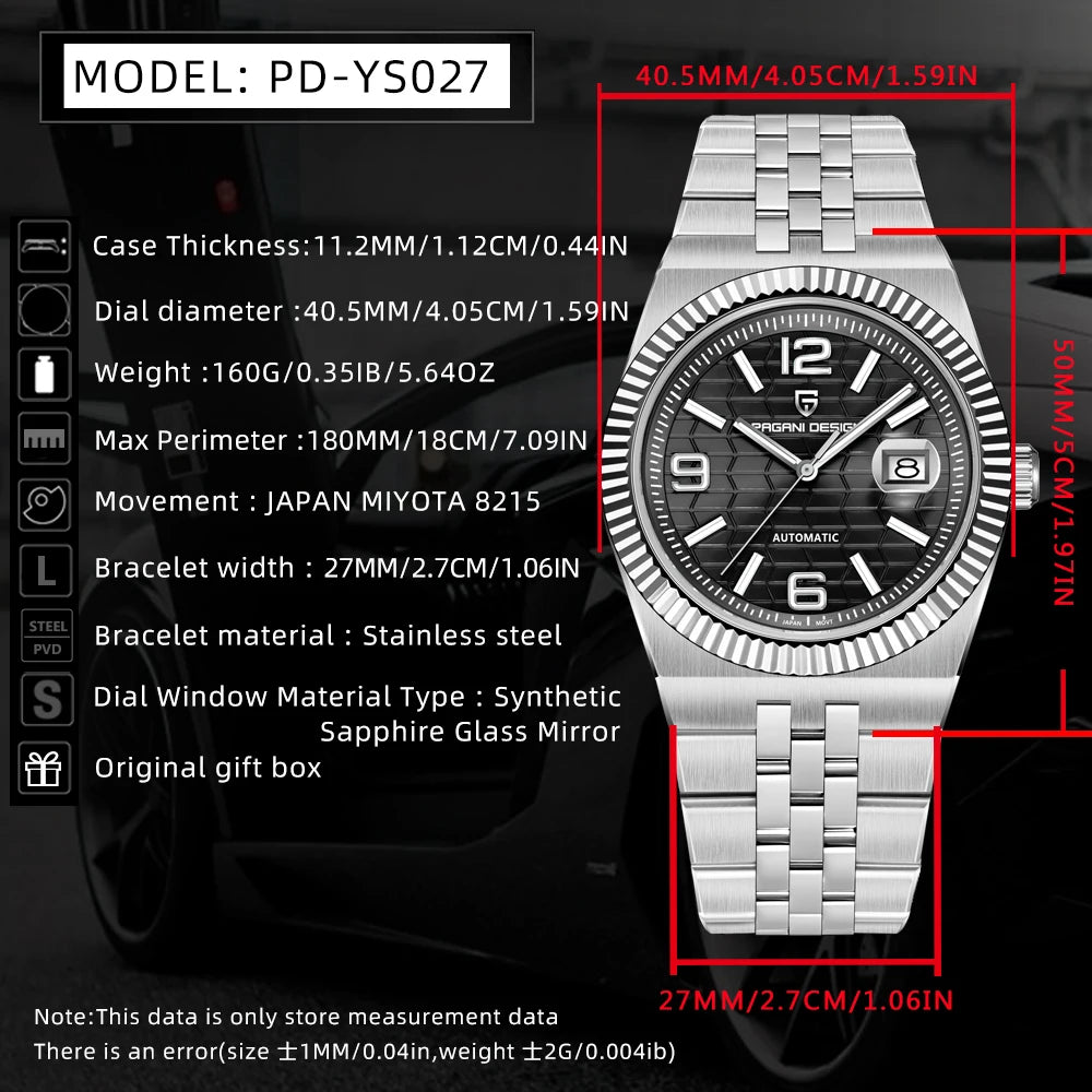 2026 New PAGANI DESIGN 3D Rhombus Dial Luxury Automatic Watch For Men Fashion Business Mechanical Wrist watches Sapphire crystal - Sun Studio