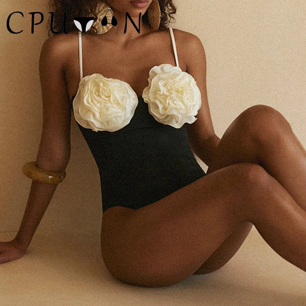2026 Neu Sexy Weiß 3D Blume Einfarbig Zweiteilig Push Up Bikini Set Luxus Badebekleidung Damen Badeanzug Strandmode Sommer Badeanzug