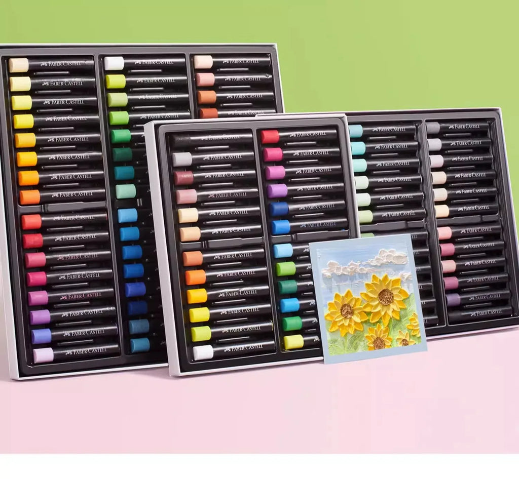 Faber-Castell Soft Oil Pastel Set 24/36/48 Vibrant Colors Creamy Texture Bullet Head Chalk for Artist Painting Drawing Beginners - Sun Studio