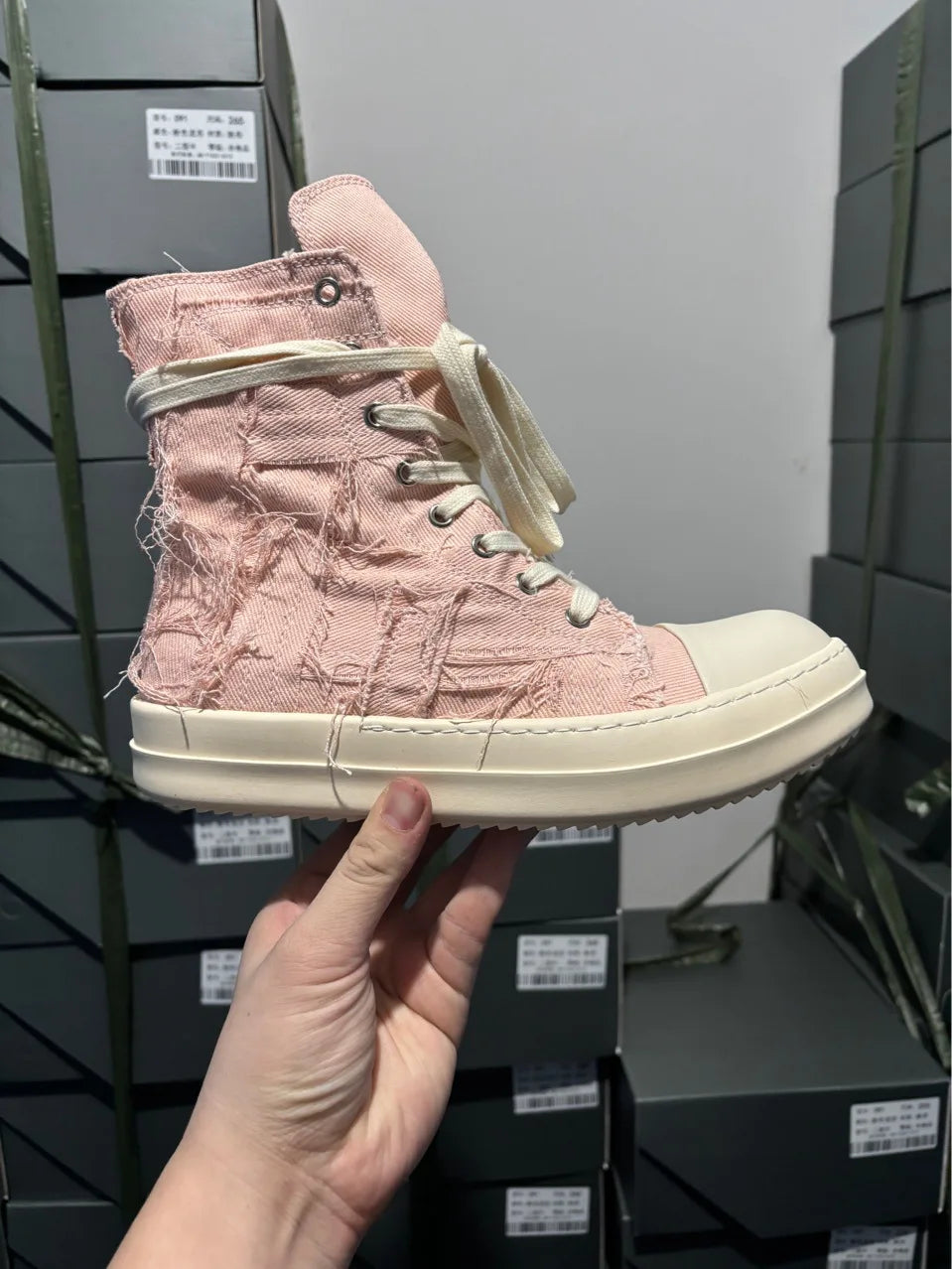 Brand Men Shoes Casual Canvas Distress Flats High to Ankle Boots Women Owens Vintage Original Luxury Designers Sneakers - Sun Studio