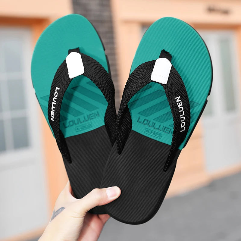 [Farbblockierte Flip Flops] Bequeme farbblockierte Flip Flops - Herren rutschfeste Freizeit Gummiboden EVA Flip Flops, geeignet f