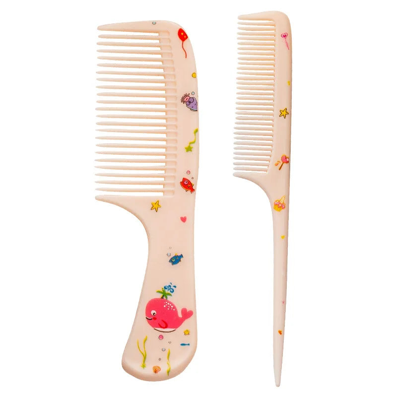 2pcs Kids Hair Combs Set Girls Portable Anti-Static Plastic Comb Cartoon Animals Children Hairdressing Comb with Pointed Tail - Sun Studio