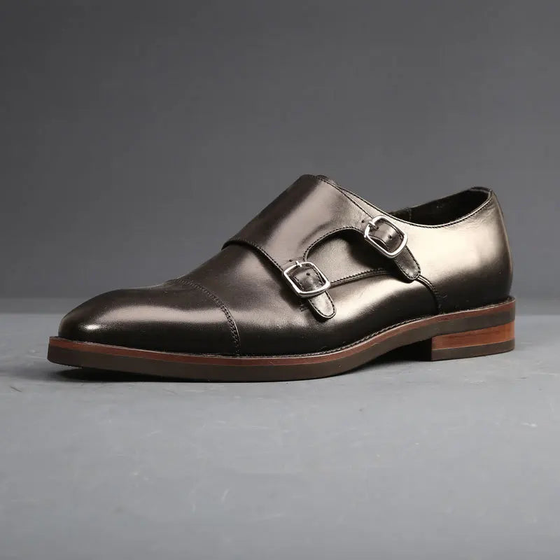 Brand Double Monk Strap Luxury Men Shoes Genuine Leather Handmade Fashion Designer Business Dress Shoes for Men Original - Sun Studio