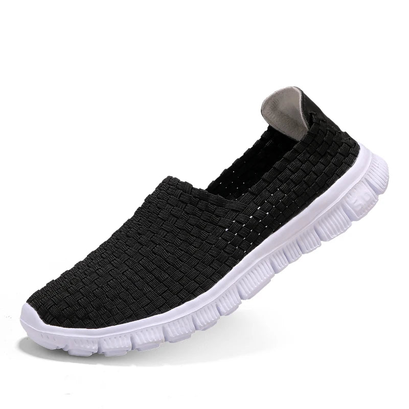 STRONGSHEN Herrenschuhe Sommer atmungsaktive Damen handgefertigte gewebte Schuhe, Paar lässige Flats, flache Loafers Unisex Zapatos De Mujer