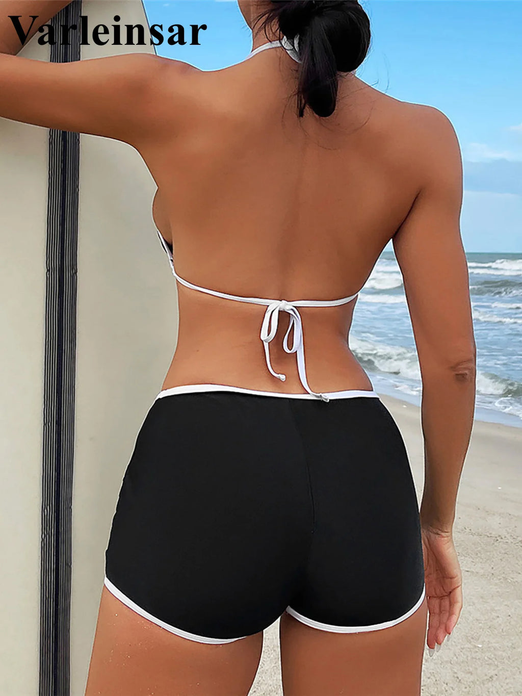 New Sexy Splicing Halter Bikini Female Swimsuit Women Swimwear Two-pieces Bikini set Beach Shorts Bather Bathing Suit Swim V5226 - Sun Studio