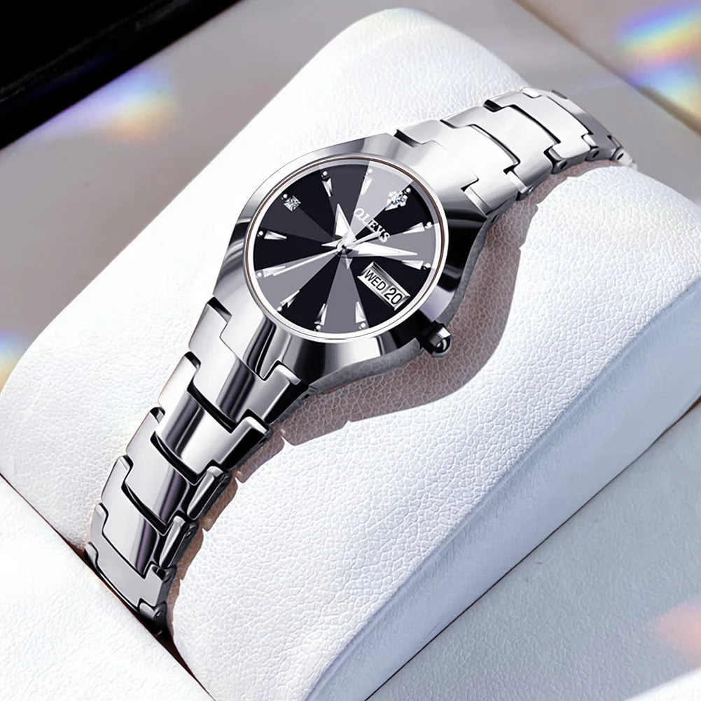 OLEVS Men's Watches Top Brand Luxury Original Quartz Wacth for Man Waterproof Tungsten Steel Case Strap Luminous Date Week Thin - Sun Studio