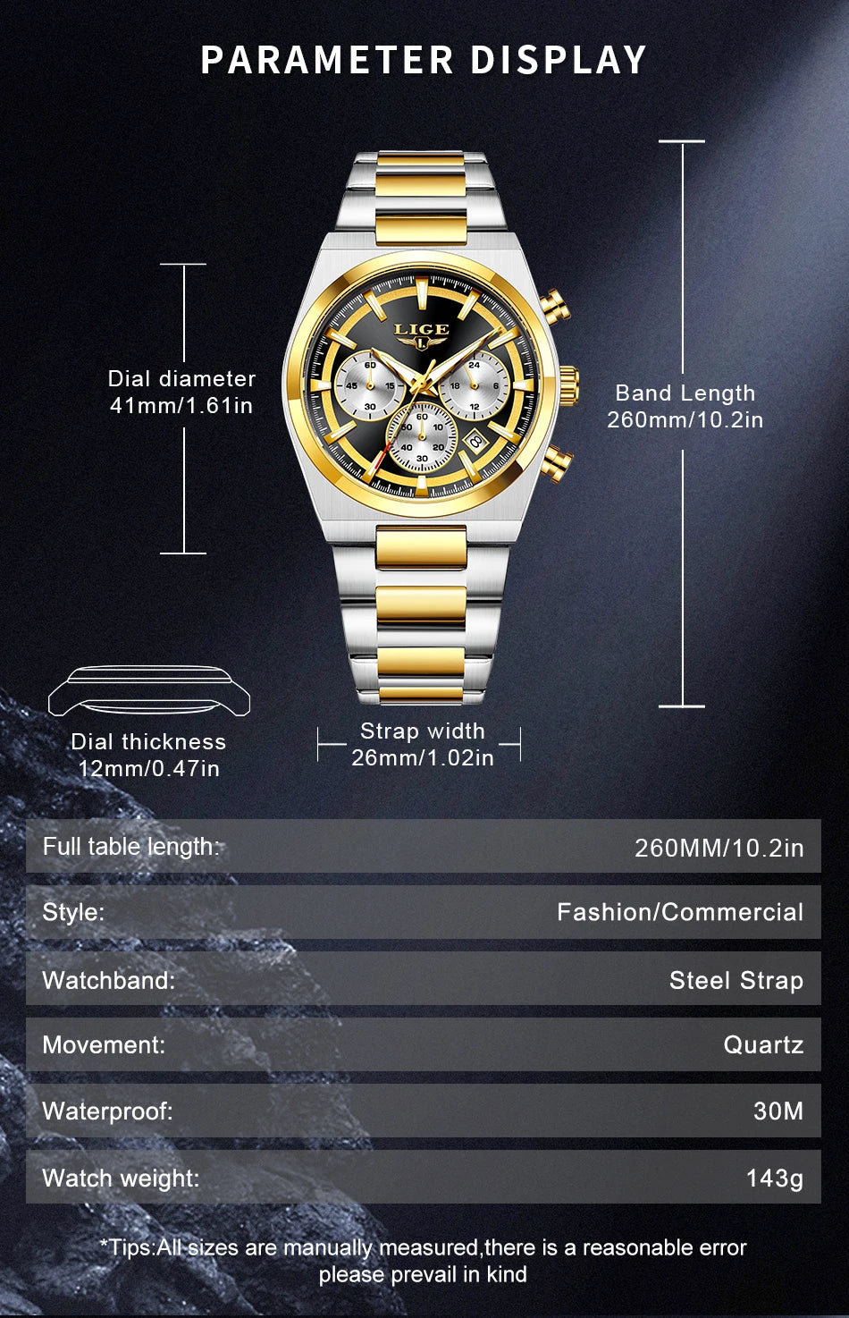 LIGE Top Luxury Man Quartz Watch Waterproof Luminous Date Chronograph Watches For Men Stainless Steel Fashion Men's Watch Reloj - Sun Studio