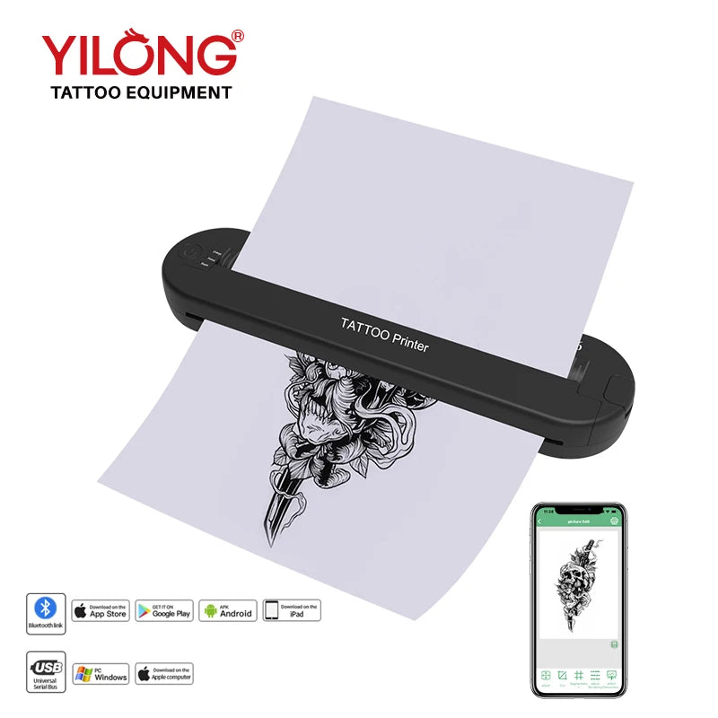 Tattoo ats886 Thermocopier A4 Wireless Tattoo Transfer Bluetooth Mobile&pc Printer Thermal Printer Tattoo for Machine Printing - Sun Studio