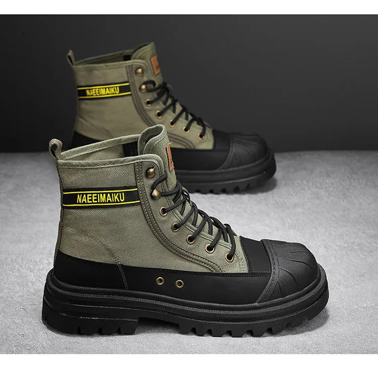 Boots men's high top 2025 summer anti slip and wear-resistant thick soled trendy boots men's workwear versatile - Sun Studio