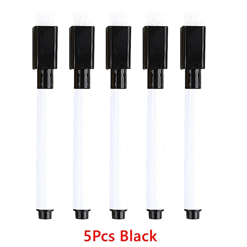 100/5Pcs Dry Erase Whiteboard Markers Set, Washable Pens with Magnetic Eraser for Office Whiteboards & Art Supplies - Sun Studio