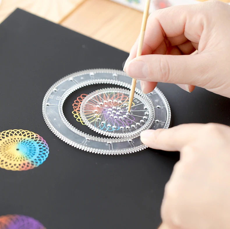 Funny Interlocking Gears Wheels Spirograph Drawing Toys Set Creative Educational Toy for Children Painting Drawing Accessories - Sun Studio